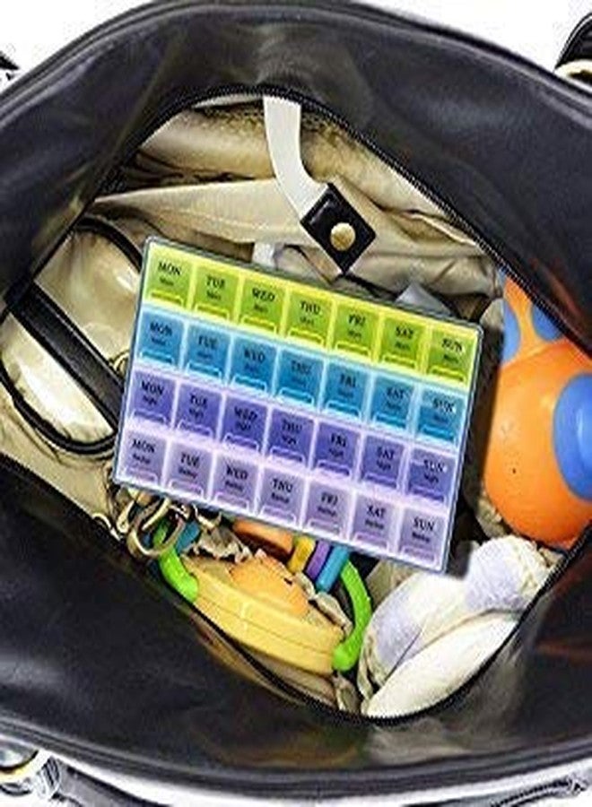 STAGER Pill Medicine Organiser Reminder Storage Box For 28 Days or 4 Weeks, Medicine Box - Multicolor (Pack Of 1). - Image 3